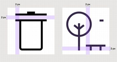 Two icons showing 2px spacing between items