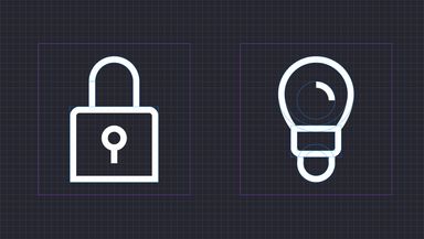 A padlock icon and a lightbulb icon
